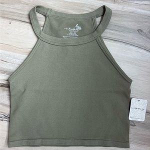 Free People Intimately Olive Green Form Fitting Crop Tank NWT